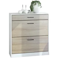 Vladon Schuhschrank, Eiche San Remo, Holzwerkstoff, 89x95.5x27 cm, Garderobe,