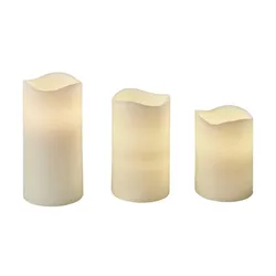 LED-Kerzen  3er-Set    ¦ beige ¦ Kunststoff,Wachs ¦ Maße (cm): B: 27,3 H: 16,2 T: 8.5