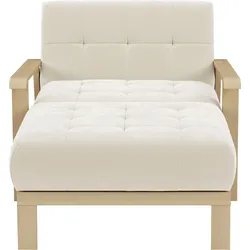 Recamiere SIT & MORE "Billund", beige (elfenbein), B:109cm H:88cm T:185cm, 100% Polyester, Sofas, Armlehnen aus Buchenholz in natur, verschiedene Bezüge und Farben