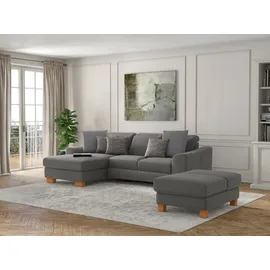 sit&more Ecksofa SIT & MORE "Dundee L-Form", grau, B:264cm H:86cm T:175cm, Sofas, Ecksofa, mit Federkern und Massivholzfüßen, wahlweise mit Kopfteilverstellung
