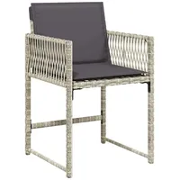 VidaXL Gartenstühle mit Kissen 4 Stk. Hellgrau Poly Rattan
