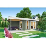 Lasita Maja Gartenhaus Pultdach 6,52 x 3,80 m Grün/Grau