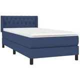 vidaXL Boxspringbett mit Matratze Blau 90x200 cm Stoff