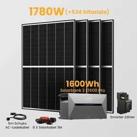 powerness - always be powered SOLIX Solarbank 2 E1600 Pro + Smarter Zähler + 4 x 440Wp Solarpaneele
