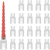 Relaxdays Kerzenständer Stabkerzen, 20er Set, HxD: 7 x 4 cm, aus Glas, geriffelt, runde Stabkerzenhalterung, transparent