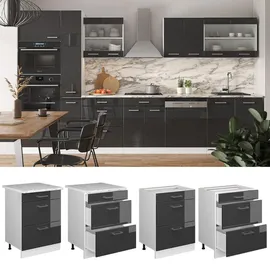 Vicco Küchenunterschrank R-Line 60 cm Weiß, Anthrazit Schublade