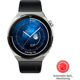 Huawei Watch GT 3 Pro 46 mm titangrau Flouroelastomer Armband schwarz