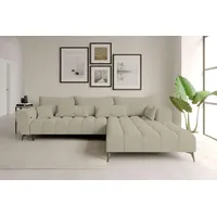 99rooms Ferrano Ecksofa Chenille EDEN Creme Rechts mit Sitztiefenverstellung