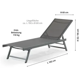 LECO Elina Sonnenliege 149 x 63 x 96 cm Grau