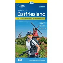 BVA BikeMedia GmbH ADFC-Regionalkarte Ostfriesland, 1:75.000, mit Tagestourenvorschlägen, reiß- und wetterfest, E-Bike-geeignet, GPS-Tracks-Download