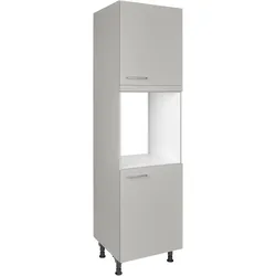 Herdumbauschrank NOBILIA ""Touch", Ausrichtung wählbar, mit zwei zusätzlichen Türen", grau (front: lacklaminat steingrau supermatt, korpus: steingrau), B:60cm H:216,6cm T:58,3cm, Schränke, vormontiert, Breite/Höhe: 60/167,8 cm