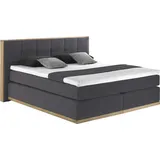 Home Affaire Boxspringbett HOME AFFAIRE "Vinton", grau (anthrazit), B:180cm L:213cm, Komplettbetten, Boxspringbett, aus massiver Eiche, verschiedene Härtegrade (auch H4), Topseller