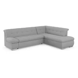 Ecksofa DOMO COLLECTION "Mona L-Form", silber, B:271cm H:80cm T:213cm, Struktur fein 100% Polyester, Chenilleoptik 100% Polyester, Sofas, wahlweise mit Bett- und Armlehnfunktion