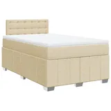 vidaXL Boxspringbett mit Matratze Creme 120x190 cm Stoff