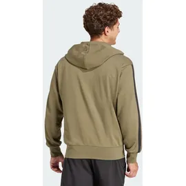 adidas Essentials 3-Streifen French Terry Kapuzenjacke Olive Strata / Black XS