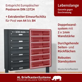 AL Briefkastensysteme 15er Premium Standbriefkasten Anthrazit inkl. Zeitungsfach