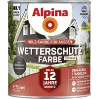 Alpina Wetterschutzfarbe Holz-Farbe für Außen deckend Graubraun 750 ml