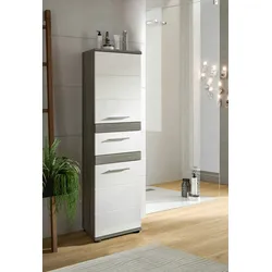 Inn.Furn Midischrank weiß Hochglanz. grau 35 cm mit Schubkasten Bailey