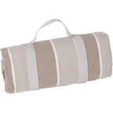 Les Jardins de la Comtesse - Rechteckige Picknickdecke XL Polo Club - Picknickdecke aus Baumwolle mit wasserabweisender Rückseite/Polyester - Beige/Grau und Weiß - Auch für Gartentisch - 140 x 280 cm