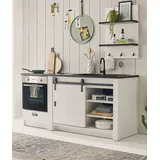 furn.design Küchenzeile Landhaus 196 x 180 cm weiß Pinie
