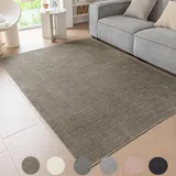 Ceneco Teppich Kurzflor, rutschfeste Teppich Schlafzimmer,Waschbarer Teppich,Kurzflor Teppich Kinderzimmer, Weiche Chenille Teppich Büro, Lounge Teppich (Taupe, 60×90cm)