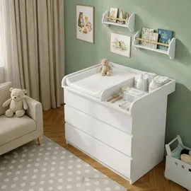 comfortcove Wickelaufsatz Wickeltisch Kommode Weiß Matratze 50 cm mit Ablage 80x70 Universal für MALM HEMNES Baby Wickelkommode - Weiß