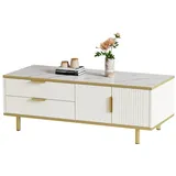 Gotagee Couchtisch Sofatisch Esstisch Wohnzimmertisch mit Schublade 100x50x43cm