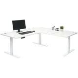 Mendler Eck-Schreibtisch HWC-D40, Computertisch elektrisch höhenverstellbar 178x178cm 84kg MVG ~ weiß, weiß