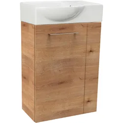Waschtisch FACKELMANN "SBC", braun (braun, braun, ast, eiche optik), B:45,5cm H:70,5cm T:32cm, Keramik, Holzwerkstoff, Waschtische, bestehend aus Becken und Unterbau, Breite ca. 45 cm