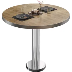 BML | Bistrotisch | Ø:H 70 x 75 cm | Eiche / Edelstahl | Rund | Edelstahl Rand