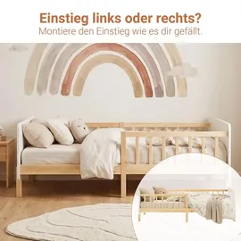 Homestyle4u Kinderbett 2604 90 x 200 cm Kiefer massiv weiß
