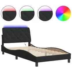 vidaXL Bettgestell mit LED-Leuchten Schwarz 100x200 cm Samt