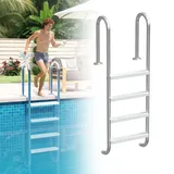 UISEBRT 304 Edelstahl Poolleiter | Pooltreppe mit 4 Stufen | 157 x 54 x 26.5 cm - Silber | Schwimmbadleiter mit Rutschsicherung | Einstiegsleiter für Pool und Schwimmbecken | bis 150 kg Belastbar