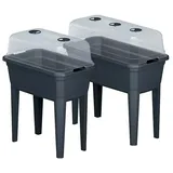 Prosperplast 3in1 Hochbeet Respana Eco (Anthrazit, Kunststoff, 36,8 x 59,6 x 75,3 cm)