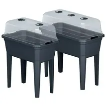 Prosperplast 3in1 Hochbeet Respana Eco (Anthrazit, Kunststoff, 36,8 x 59,6 x 75,3 cm)