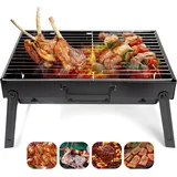 Faltbarer tragbarer Grill, Holzkohlegrill, Grill, Schreibtisch, Tischplatte, Outdoor, Edelstahl, Smoker, BBQ für Outdoor, Kochen, Camping, Picknick, Strand (M1)