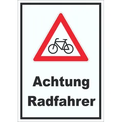 Achtung Radfahrer Fahrräder Aufkleber A7 (74x105mm)