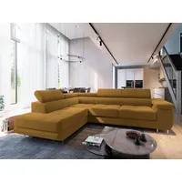 Masseno Ecksofa SELVA L-S mit Schlaffunktion L-Form, Sofa mit Bettkasten, Wohnzimmersofa, Couch, Soffa, Bettsofa, Couchgarnitur- Gelb, MONOLITH 48 - Gelb