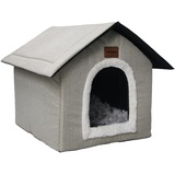 Whiwhi Hundehütte Hundehöhle mit Abnehmbarem Plüschkissen Katzenhöhle Haustierhaus Warmes Und Gemütliches Hundehaus Katzenhaus 35x30x35cm