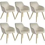 Tectake Esszimmerstuhl Marilyn gepolstert creme 6er Set