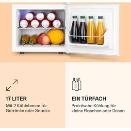 Klarstein Mini-Kühlschrank 17 l 0-15°C hoch Weiß