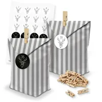 itenga SET Adventskalender 24 x Tüten Streifen + Klammern + Zahlensticker (Z48)