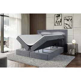 altdecor BOXBETT LED mit H4-Matratze und Lattenrost - NOEL GOLD - 160x200 Dunkelgrau