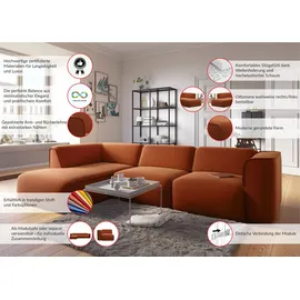 OTTO home Ecksofa Merid jederzeit durch Module erweiterbar L-Form, 295x70x162 cm Samtcord Ottomane rechts beige/creme