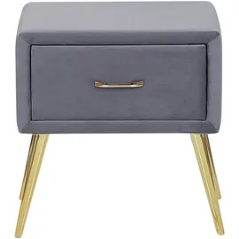 Beliani Nachttisch Flayat 38 x 46 x 49 cm Grau/Gold
