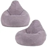 I.C.O.N. icon Sitzsack Lila, 2er Pack, Flauschiger Cord Stoff, Sitzsack Cord mit Füllung, Bequemer Kinder Gaming Sessel, Kuschelsessel, Lese Sessel, Schlafzimmer, Kinderzimmer, Spielzimmer