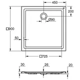 Grohe Universal Duschwanne 39301 aus Acryl 900 x 900 mm alpinweiß, 39301000