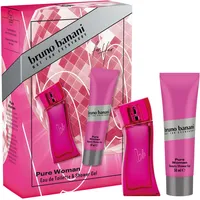 bruno banani Pure Woman Geschenkset mit Eau de Toilette und Duschgel, provokanter, blumig-fruchtig-frischer Duft, 30 ml und 50 ml