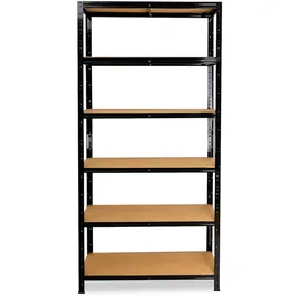 shelfplaza BLACK 200x110x30 cm Schwerlastregal in schwarz mit 6 Böden und 145 kg Traglast pro Boden