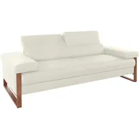 2,5-Sitzer W.SCHILLIG "finn", weiß (weiß z59), B:230cm H:71cm T:106cm, Flachgewebe S22 (100% Polyester);Stoff S37 (100% Polyester);Longlife Xtra-Leder Z59: Glattleder mit modischer Prägung. Hautstärke 0, 9 - 1, 1 mm, Sofas, German Design Award 2016, Fußgestell Nussbaum natur, Breite 230 cm